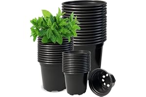RAOOKIF 3 4 5 6 7 Inch Nursery Pots Variety Pack, 35pcs Durable Plastic Plant Pots with Drainage Holes, Nursery Pots for Plants, Growing Seeds Pots Liner (Black-3+4+5+6+7Inch)
