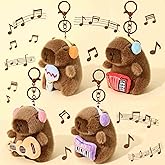Mushplushies 4PC Capybara Plush Keychain, Cute Mini Stuffed Animals with Music, Capibaras Party Favors for Kids Birthday