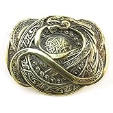 KLAMRA Jormungandr belt buckle, Handmade scandianavian Ouroboros dragon solid brass belt buckle