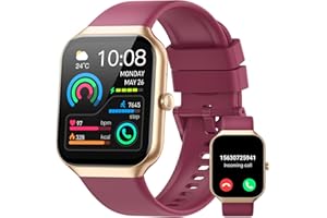JUGEMAN Smart Watch for Men Women (Answer/Make Call), 1.96"HD Smartwatch with Heart Rate/Sleep Monitor/Pedometer/Calories, 113+ Sports Fitness Watch, IP68 Waterproof Activity Tracker for Android iOS Wine Red