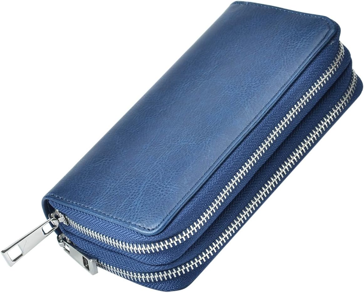 BANGBO Premium PU Leather Double Zipper Wallet Handbag Purse Card Case Money Organizer Phone Holder for Cell Phone IPhone 7/7 Plus/SE/6S/6 Plus/5S and Samsung Galaxy S8/8 Plus/S7/S6, Blue