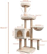 HOMIDEC Cat Tree 145cm Multi-Level Scratching Post Sisal Wrapped Posts view 3