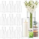 Scawim 48Pcs Clear Vases for Centerpieces, 4,6,8,10 Inch Glass Cylinder Vases, Tall Hurricane Flower Vase Bulk for Flower Arrangements, Hurricane Candle Holder for Table, Home, Party, Wedding Decor
