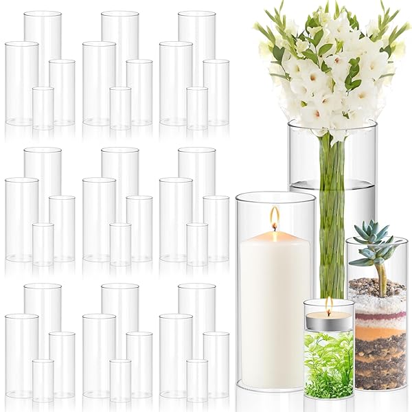 SCAWIM 48PCS CLEAR VASES FOR CENTERPIECES, 4,6,8,10 INCH...