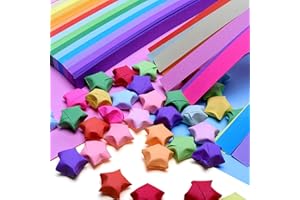Mluchee 1000 Sheets Origami Stars Paper 27 Colors Strips Double Sided Lucky Colorful Star Decoration Folding Paper for Gifts Arts Crafting Supplies, School Teaching, DIY Projects