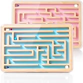 Wooden Montessori Board Maze Game, Double-Sided Marble Maze Puzzle for Kids | Labyrinth Maze Board Toy for 3 4 5 6 Year Olds, Logic Game Stocking for Boys &amp; Girls
