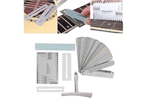 Yechiry Guitar Tool Set, Stainless Steel String Action Ruler Feeler Gauge, Radius Gauge Spacer Tool for Electric Guitar, Bass