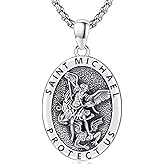 LOOVE Saint Necklace S925 Sterling Silver Patron St Amulet Medal Protection Pendant Jewelry for Men Women