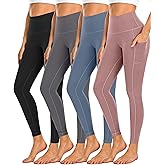 Dimore 4 Pack Workout Leggings for Women with Pockets,High Waisted Tummy Control Yoga Pants for Workout Running