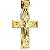 ZENLUNANO Orthodox Cross Necklace for Men and Women, Antique Silver/Silver/Gold/Gold Silver Tone, Christian Jewelry, Only Pendant/Round Box/Byzantine Chain Match