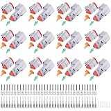 126PCS 3 Pin Way Deutsch DT Gray Connector 12 Set，Size 16 Solid Contacts Waterproof Electrical Wire Connector with Seal Plug for Truck, Off-Road Vehicles, Marine, Motorcycle Wiring