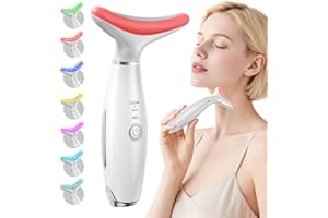 Red Light Therapy Device for Face and Neck, 7 Colors Portable Led Face Massager with Vibration, Home Skin Care Facial Sculpti