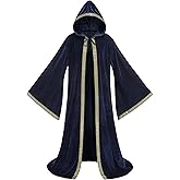 GRAJTCIN Unisex Velvet Wizard Robe Wizard Cloak Cosplay Renaissance Costume Halloween