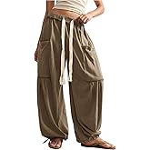RoseSeek Women's Baggy Harem Pants Drawstring Waist Wide Leg Sweatpants Boho Casual Trousers Joggers with Pockets