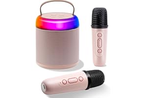 BUPTO Newest Mini Karaoke Machine for Kids Adults,Portable Bluetooth Speaker with 2 Wireless Microphone,Kids Music Player,Toy Microphone with Speaker for Boys and Girls Birthday Gift(Pink)