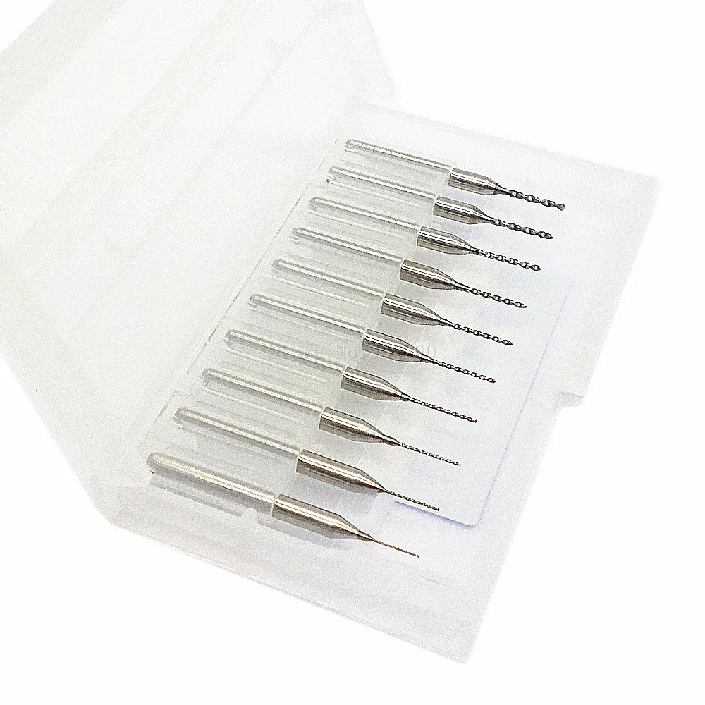 VEDA 10pcs 0.3mm to 1.2mm PCB Print Circuit Board Carbide Dremel CNC Engraving Drill Bits Set