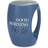 Pavilion Gift Company - 10519 Pavilion Gift Company Blue Huggable Hand Warming 16 oz Coffee Cup Mug Good Morning Lake Life