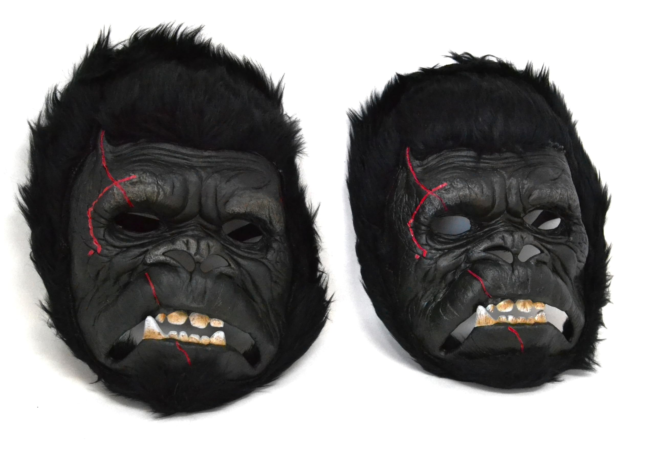 BETTER WITH FRIENDS 2 x Rubber Gorilla Mask Monkey Face Predator Costume Mask for Adults Halloween Party Ugly Beast