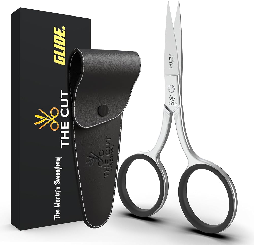 The Cut Factory® Precision Facial Hair Scissor Premium Stainless Steel Grooming Tool for Eyebrows, Mustache & Beard One Tool,