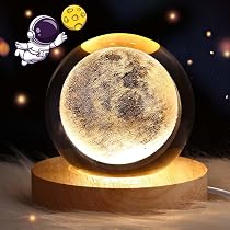 RENDIN Luna 3d Glass Ball,Lampara de galaxia/luna/saturno,Decorar ...