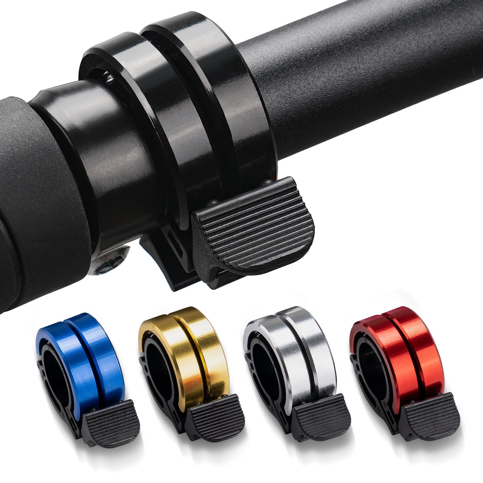 Bicycle Bell, Aluminium Alloy Mini Bicycle Bell, 80 dB Bell, Loud, Double Bell, Louder and Longer Bell, 22 mm Handlebar, Black