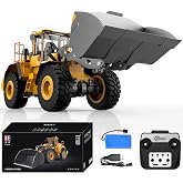DOUBLE E Hobby Volvo L260H Remote Control Wheel Loader - 1:16 Alloy 4WD RC Construction Toy with 780ML Screw-Drive Bucket &amp; Simulation Sound/Lights