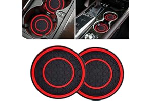 STEZHOU Car Cup Coasters - 2 Pack 2.75 Inch Diameter Universal Auto Anti Slip Cup Holder Insert Coaster, Suitable for Most Car Interior Accessories(Red)