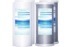 Geekpure Replacement Filter 10 Inch Block Carbon and PP Sediment Filter Cartridge - Big Size 4.5" x 10" (4 Count)