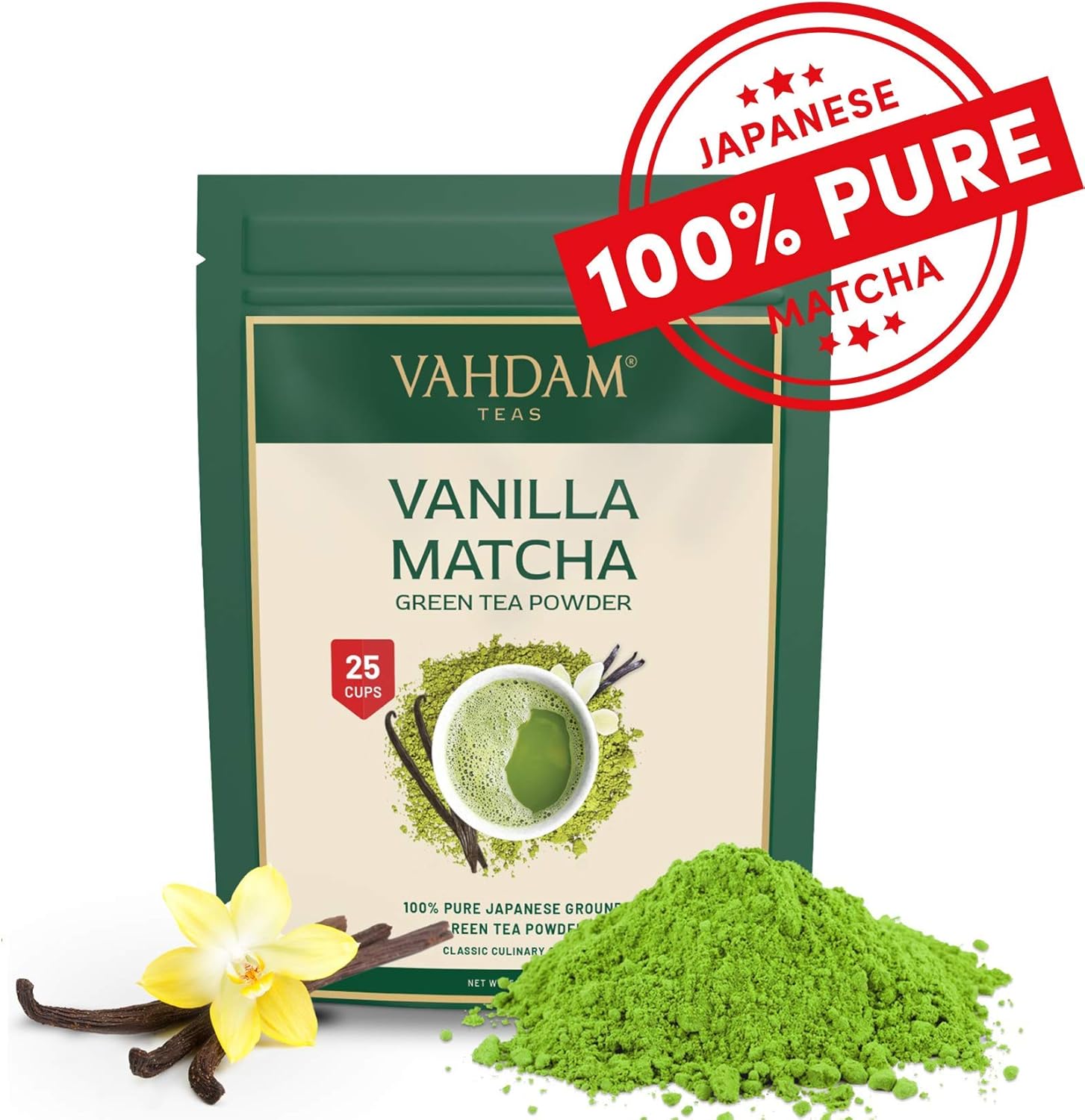Vahdam Te Verde Alla Vaniglia Matcha 50 Tazze 100 G Polvere Di Te Matcha 100 Di Origine Giapponese Anti Ossidanti 137x Te Verde Per Perdita Di Peso E Disintossicazione Quotidiana