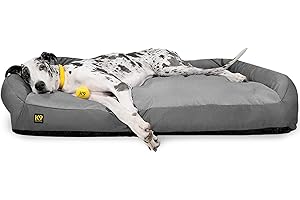 K9 Ballistics Tough Bolster Nesting Pillow XX-Large Sofa Dog Bed with Removable Washable Cover - Durable, Water Resistant with Nonskid Bottom 68"x40", Two-Tone Gray Velvet