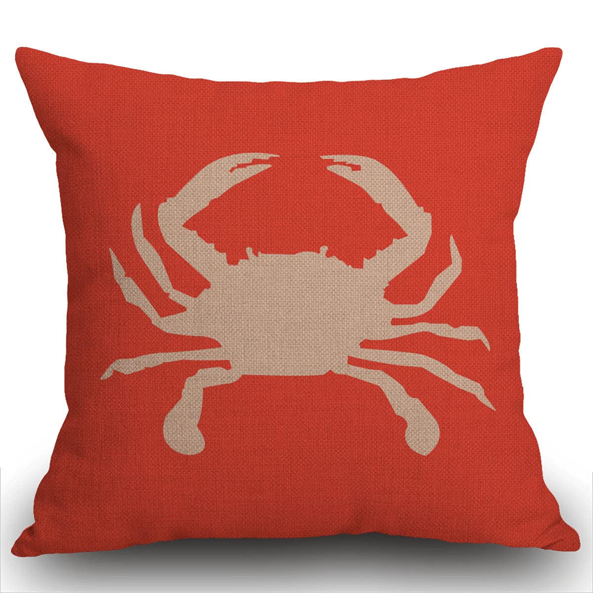 Smooffly Retro Cushion Cover Cotton Linen Throw Pillow Case for Sofa 18 X 18 Inch Square Decorative Zippered Cute Ocean Park Theme Pillowcases Red Crab 45 x 45 cm