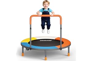 JOY SPOT! 3FT Foldable Trampoline for Kids - 36” Mini Small Trampoline with Handle Bar, Indoor Outdoor Fun, Height-Adjustable, Max Load 100LBS, Perfect Toddler Baby Jumping Mat for Fitness & Recreation