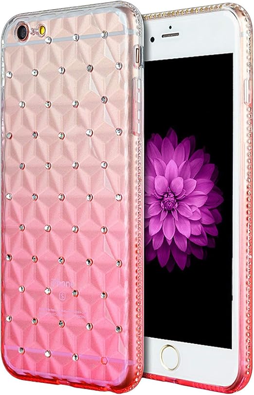 Amazon Com Slectionaccess Princess 3d Diamond Cut Crystal Rhinestone Tpu Skin For Apple Iphone 6s 6 Pink