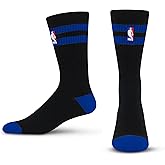 For Bare Feet NBA Logoman 2 Stripe Crew Sock Size Large