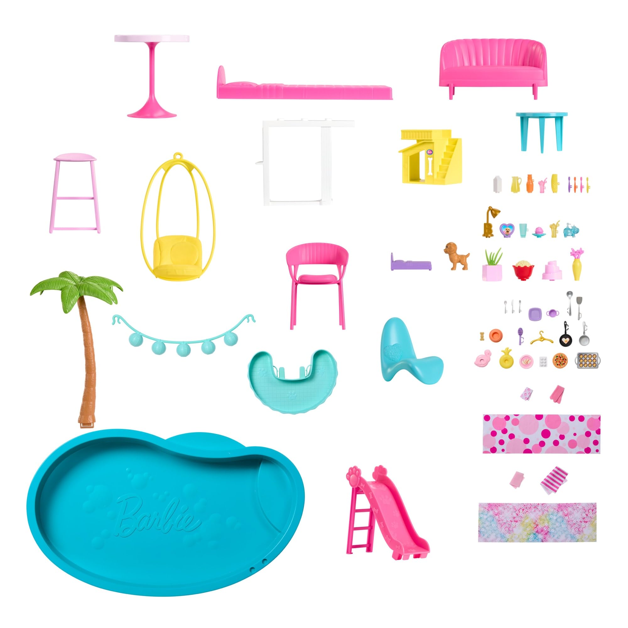 Barbie Dreamhouse, Pool Party Doll House with 75+ Pieces and 3-Story Slide, House Playset, Pet Elevator and Puppy Play Areas