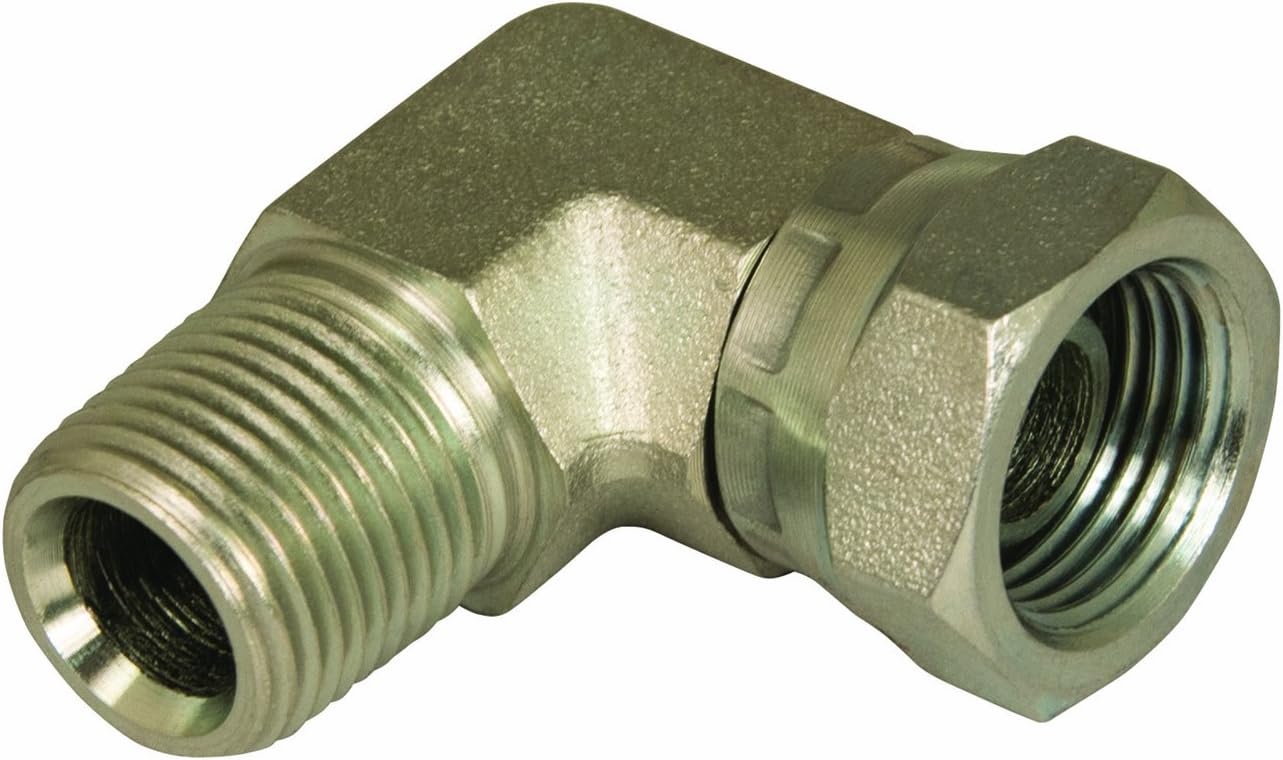Apache 39005075 3/8" Male Pipe x 3/8" Female Pipe Swivel 90° Hydraulic Adapter (Style 1501)