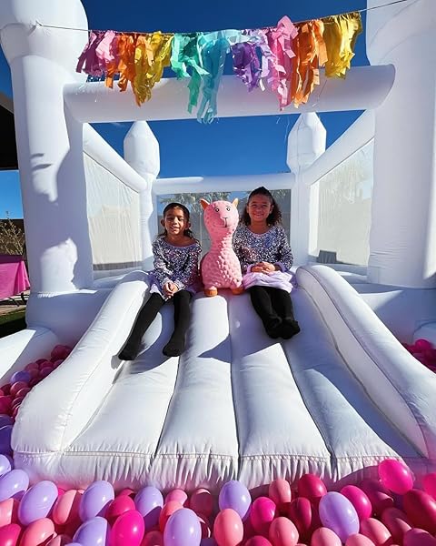 INFLATABLE WHITE BOUNCE HOUSE FOR KIDS WITH UL BLOWER-PORTABLE, LARGE BALL POOL AND JUMP SPACE 3IN1 BOUNCY CASTLES A SPACIOUS JOY-ROOM BOUNCE HOUSE FOR KIDS 3-12 (OXFORD MATERIAL-13′ L X 8′ W X 8′ H)