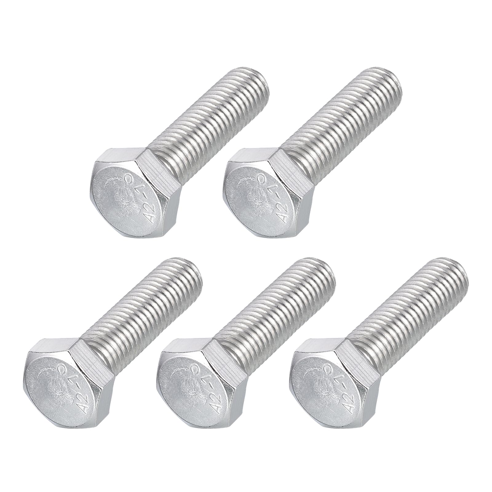 METALLIXITY Hex Bolts (M12-1.75x40mm) 5Pcs, 304 Stainless Steel Coarse Fully Threaded Hex Head Screw Bolt Machine Screws - for Furniture Repair, Silver