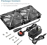 GDSTIME 2x120mm 12V PC Fan with 220V/240V AC Plug Speed Controller Dual Ball view 7
