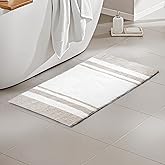 Madison Park Reversible Spa Rug 100%-Cotton Striped Ultra Soft Water Fast Bath Non-Slip Absorbent Quick Dry Mats for Tub, Shower Room, and Bathroom, 20x30, Taupe (Pack of 1)