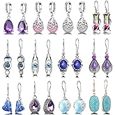 12 Pairs Teardrop Druse Crystal Drop Dangle Earrings for Women Cubic Zirconia Huggie Hoop Earring Jewelry Set Christmas Gifts