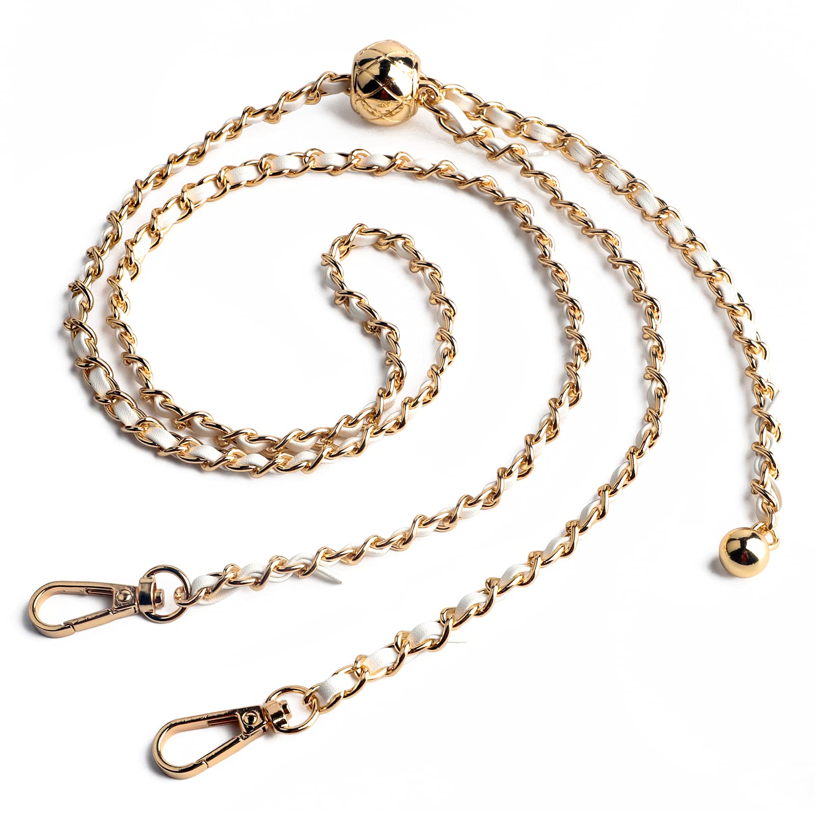 BEAULEGAN Thin Handbag Chain Strap Adjustable - Replacement for Small Shoulder Crossbody Bag, 51 Inches Long （White/Gold） — image 1