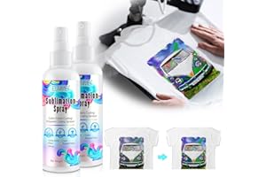 XWXUANYE 2x100ml Sublimation Spray, Sublimation Coating Spray for All Fabric, Including 100% Cotton, Polyester, Carton, Tote Bag, Pillows, Mugs, Canvas, Quick Dry & Super Adhesion, High Gloss Vibrant Color