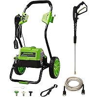 Greenworks 2000 Max PSI @ 1.1 GPM (13 Amp) Electric Pressure Washer (Black Frame) PWMA Certified, Green