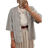 Women Knit Crop Cardigans Y2k Button Open Front Short Sleeve Crew Neck Shrugs Solid Sweater Fall Streetwear Tops