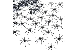 BAINFE 100PCS Plastic Spiders Halloween Realistic Spiders Black Fake Spiders Small Spider Toys for Prank Haunted House Halloween Party Supplies