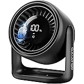 Gaiatop Desk Fan with Touch Control, 4000mAh Battery, 5 Speeds Ultra Quiet Bedroom Fan with LED Display, 90° Tilt, 7.7 Inch USB-C Rechargeable Desktop Fan for Dorm Office Room Home Office, Black