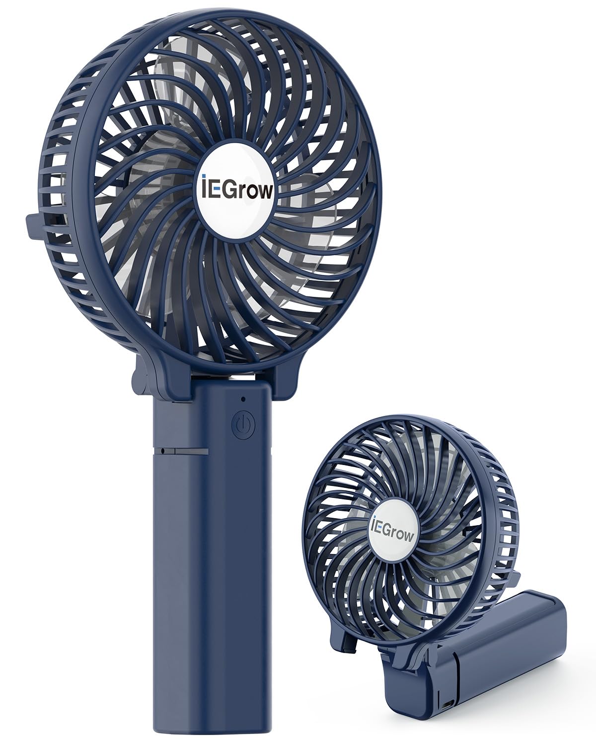 iEGrow Handheld Fan, Portable USB Mini Travel Fan with 2000mAh Rechargeable Battery, 3 Speeds Desk Fan for Home, Office and Travel-Blue