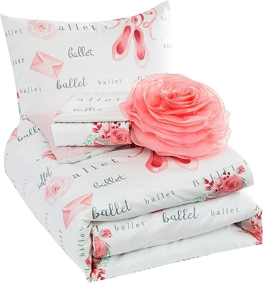 Amazon Com Wpm Kids Collection Bedding 4 Piece Pink White Twin