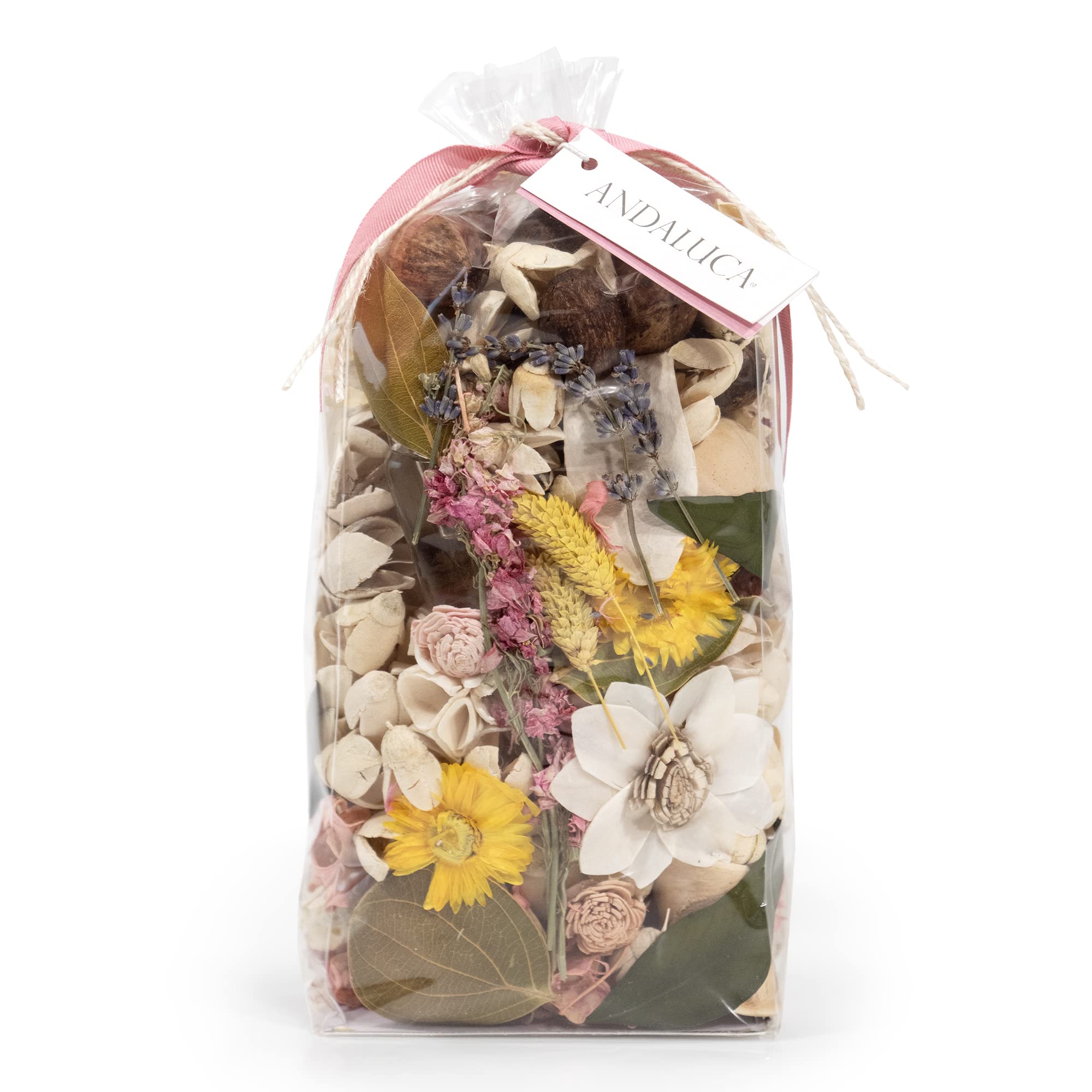 ANDALUCA Secrets of Spring Scented Potpourri | Made in California | Large 20 oz Bag + Fragrance Vial | Notes of Citron, Jasmine and Soft Woods | Floral Spring Home Fragrance